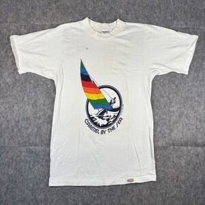 True Vintage 1980s Crazy Shirts T-Shirt Men's Small Caramel By The Sea Sailing